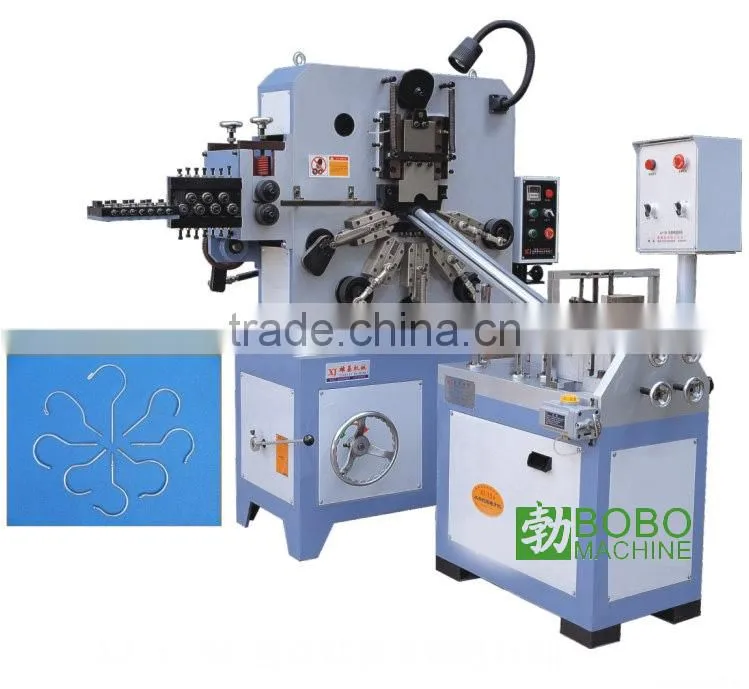 Round wire clothes hanger hook bending and threading machine