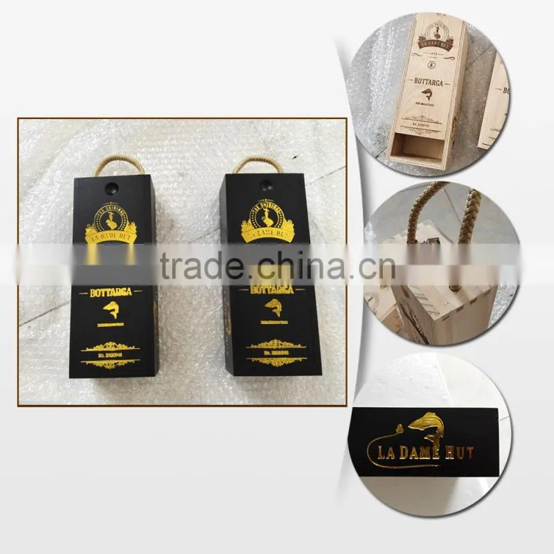 Wholesale wine single bottle wooden box with metal lock