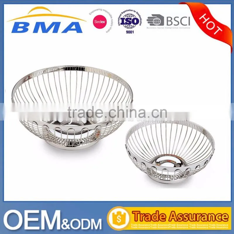 Polish Finish Round Shape Stainless Wire Fruit Basket