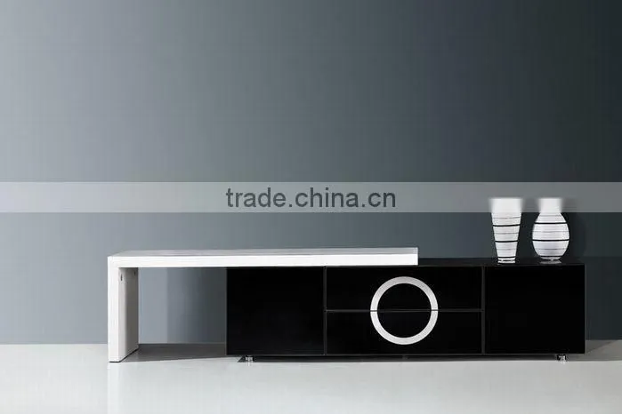 Living room furniture modern design bright MDF drawer and stainless steel base TV stand E337