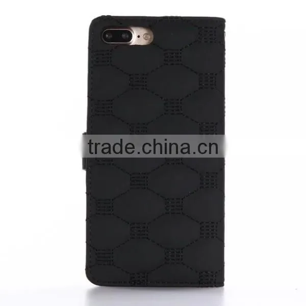 Embroidery embossing flower flip leather phone case with magnet clasp for iPhone 7 plus