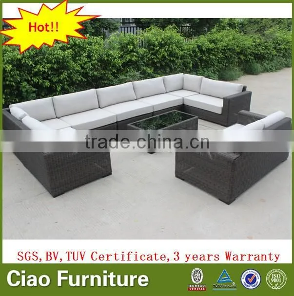 Rattan aluminum frame garden sofa set with cushion outdoor furniture