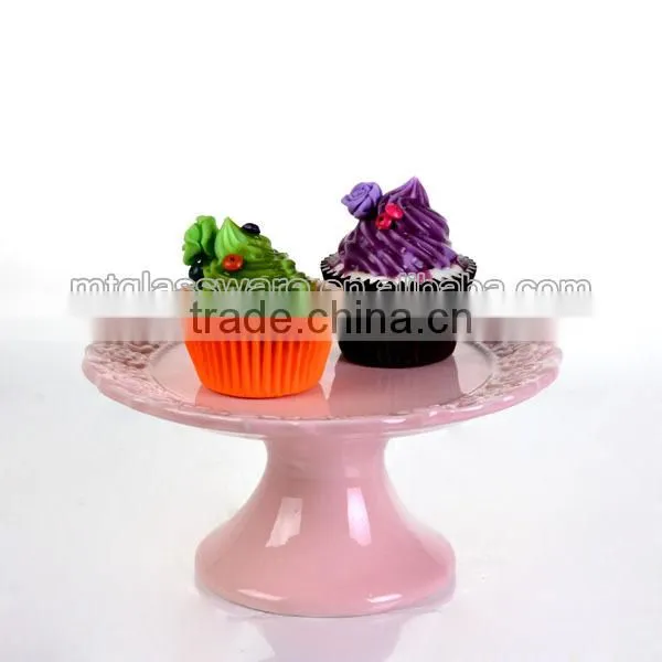 2015 new promotion color ceramic cake plate cake holder cake stand for wedding