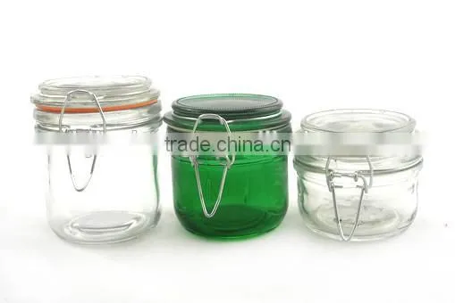 pure color glass jar for honey glass airtight canister with clamp lid