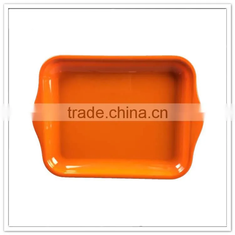 Solid color melamine handled trays, cheap 9inch lunch school tray