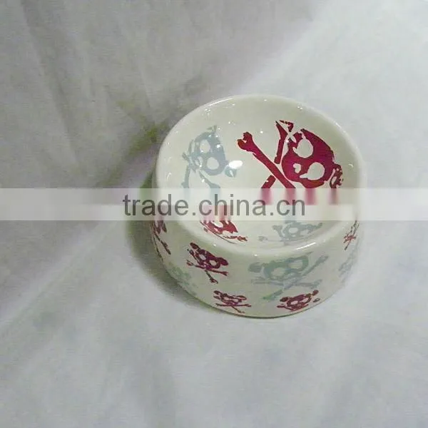 Skull Ceramic Dog Bowl