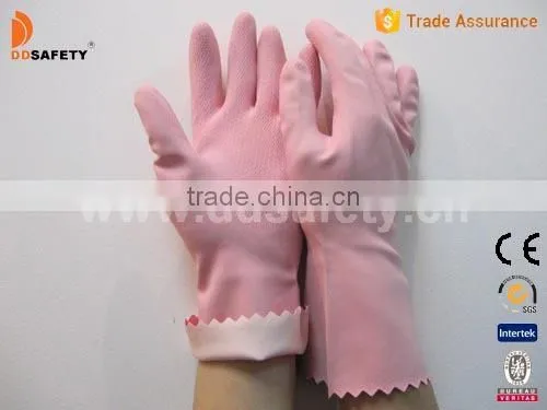 DDSAFETY High Quality Beautiful Pink Latex Glove Safety Glove