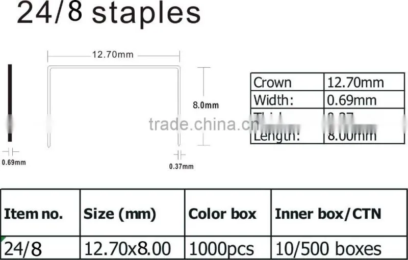 2015 high quality galvanized office 24/8 staple pins