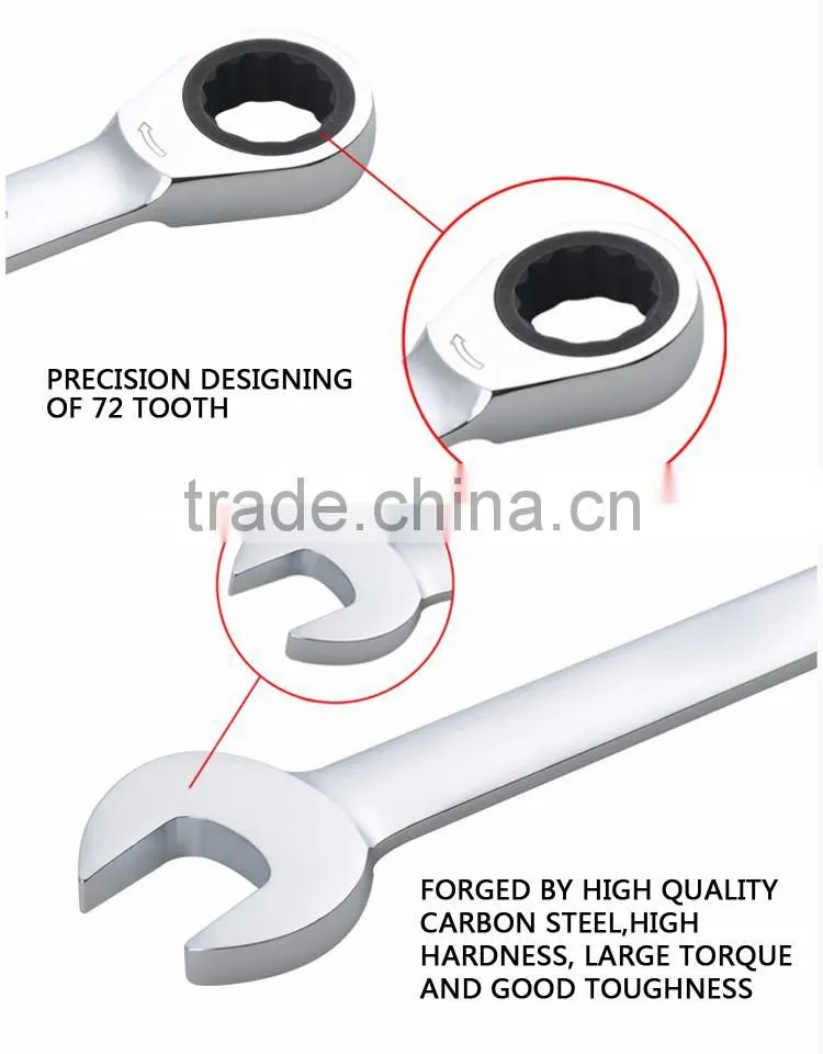 QJT- S12 Useful CR-V Combination Ratchet Wrenches Set Adjustable Ratchet Ring Spanner Set