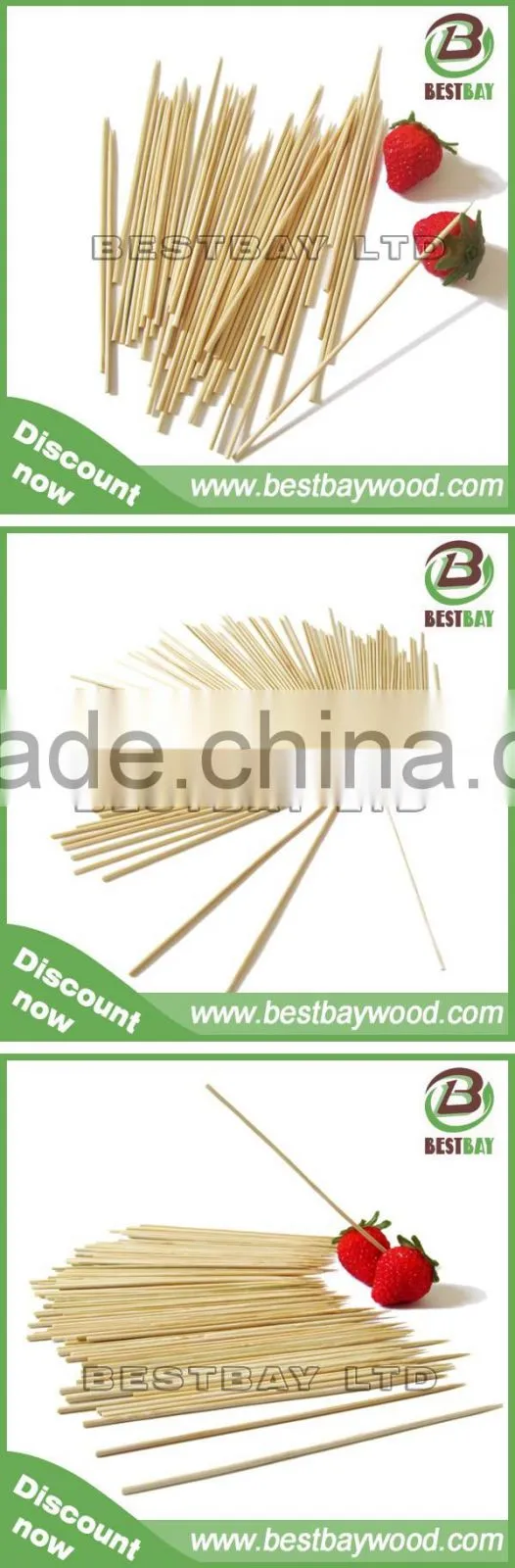 2.0mm to 4.0mm Diameter bamboo skewer barbecue round bamboo sticks