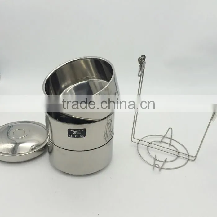 Factory Three layers container for food with dividers/lunch box tiffin carrier/stainless steel tiffin