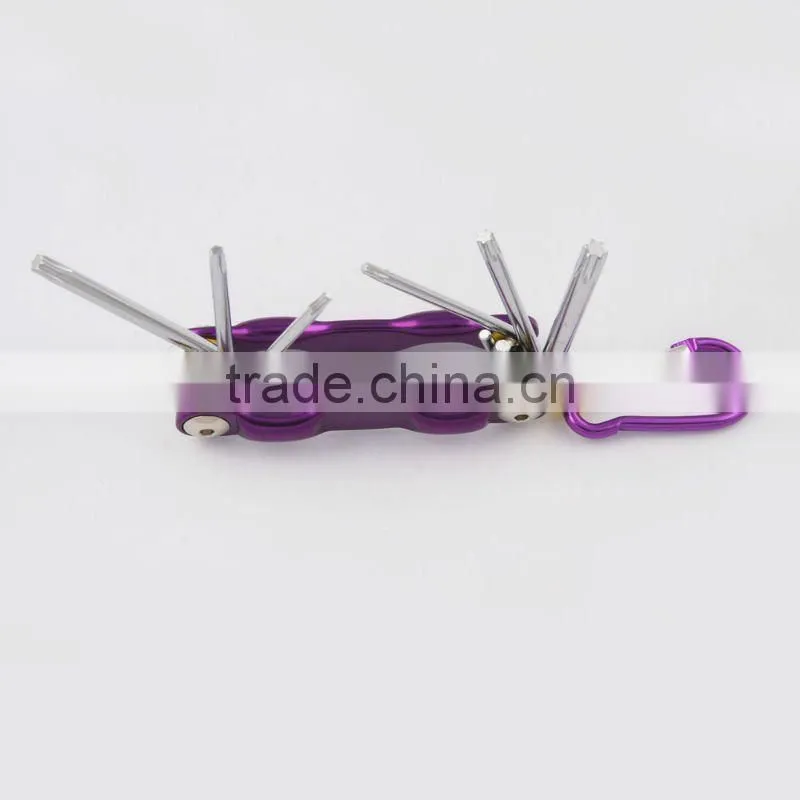 2014 new Stock pocket mini multi aluminium oxide promotion bike keychain tools 602-6
