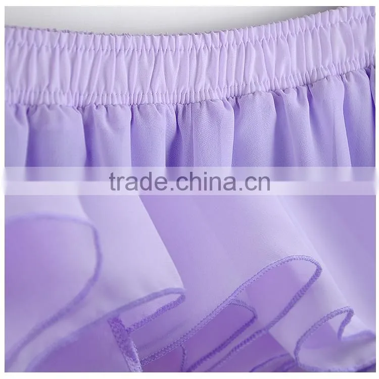 Latest fashion new women sexy plain color high waist chiffon maxi skirt