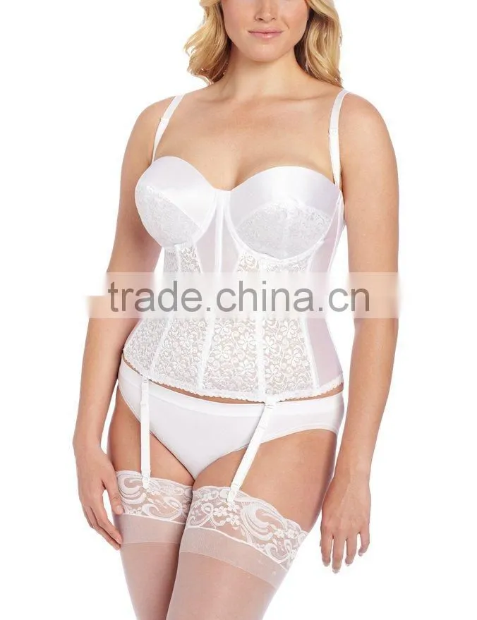 2015 White Lace Cheap Mature Women Sexy Plus Size Lingerie Corset
