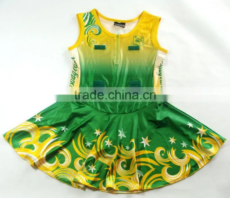 Wholesale custom girls sexy sublimation sport netball uniform dress, netball jersey skirts