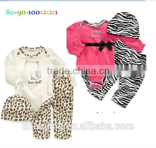 baby toddler clothing fashion infant baby zabra romper+pants+hat 3pcs clothign sets baby outfits