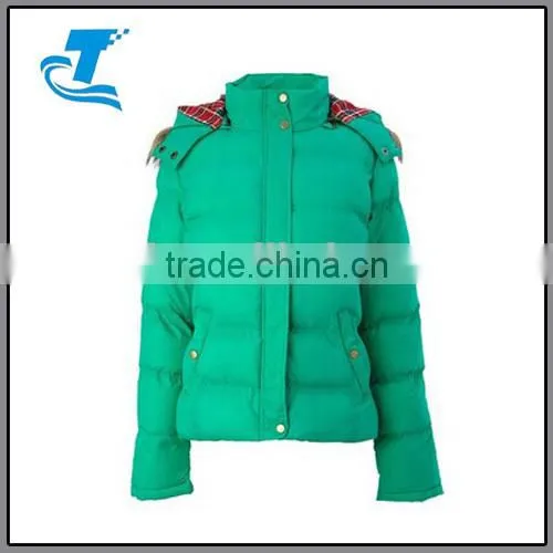 Ladies Puffa Jacket Quilted Hoody Faux Fur Check