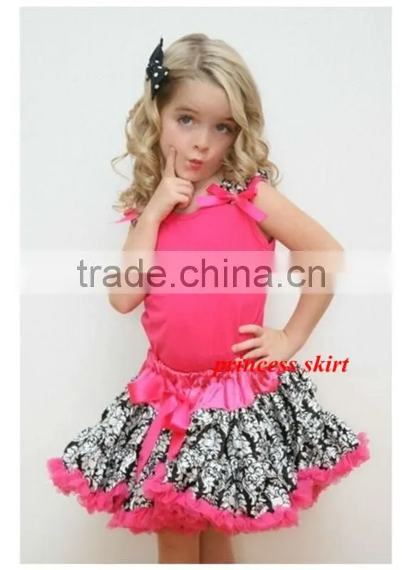 High Quality White hot pink pettiskirt set with flower for Halloween
