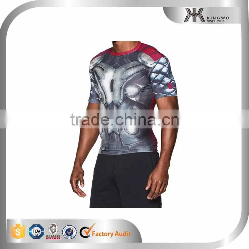 dye sublimation over all tshirt printing superman print t-shirt for men