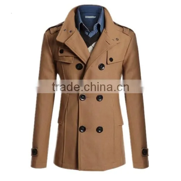 Hot sale 4 colors and 4 size for choice casual European stylish mature men coat woolen