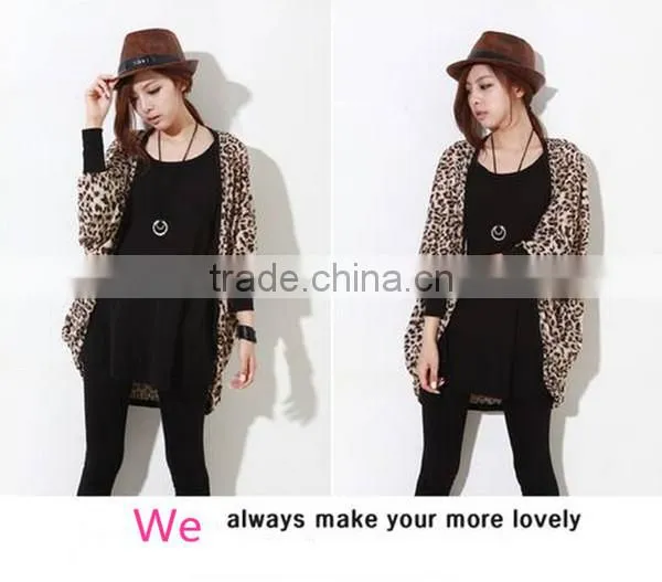 Korean style latest design hot sale leopard top selling products summer chiffon thin cardigan