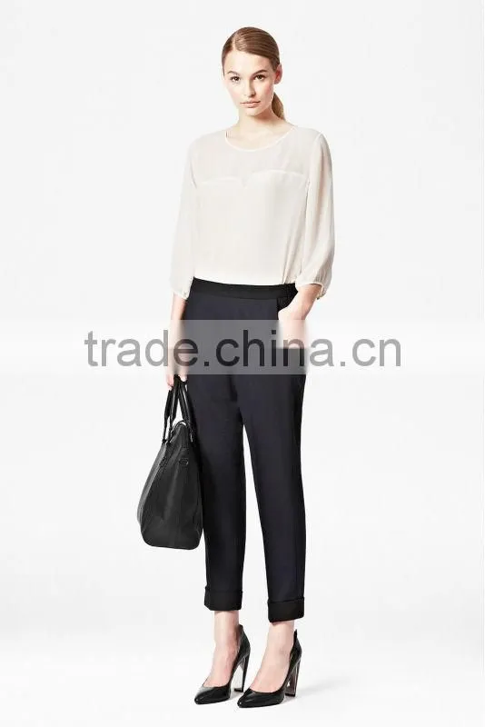Ladies Round Neck Pure Silk Crepe Shirt Top