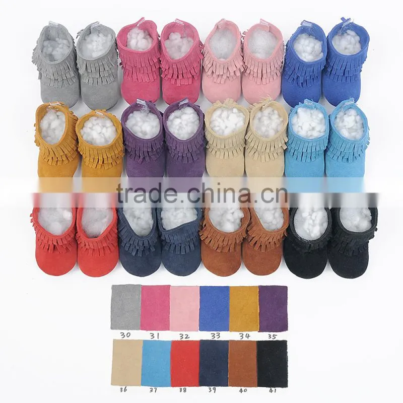 2016 New Design Lace Up Tassel Winter Newborn Baby Shoes