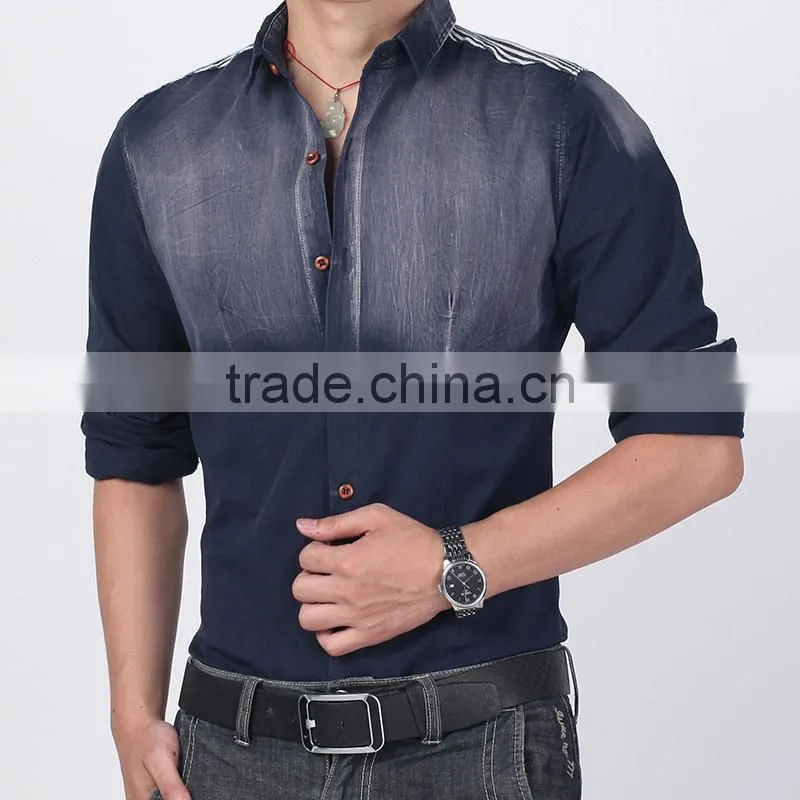 Unusual design denim Men shirt