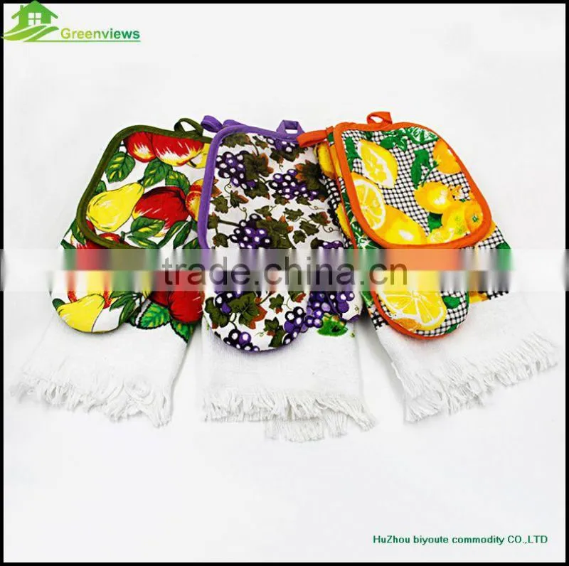 3pcs T/C towel set Fancy Potholder Glove Cheap Towels printed towel set