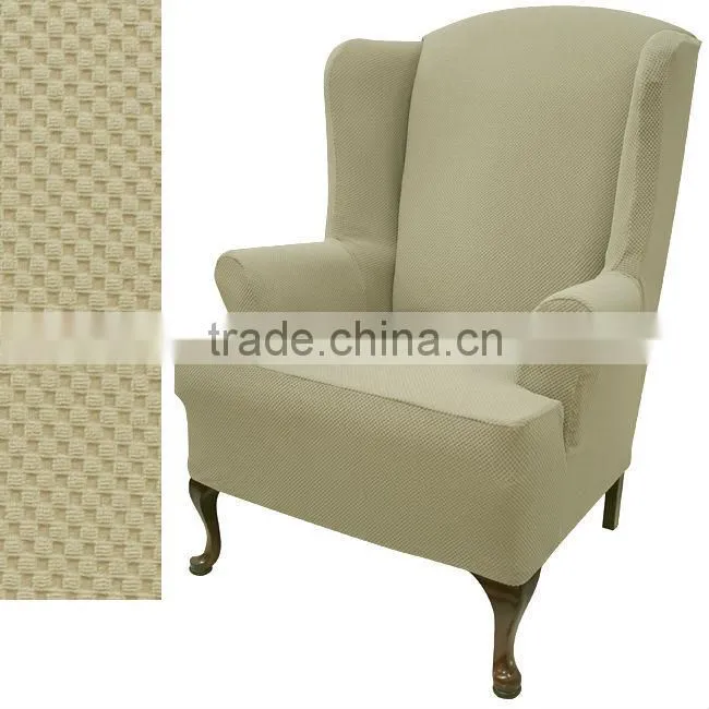 stretch pique warm maroon wingback slipcover
