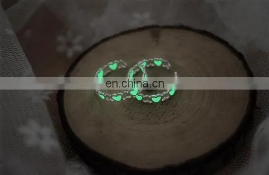 Heart Luminous Ring Glow In The Dark Ring Adjustable Ring