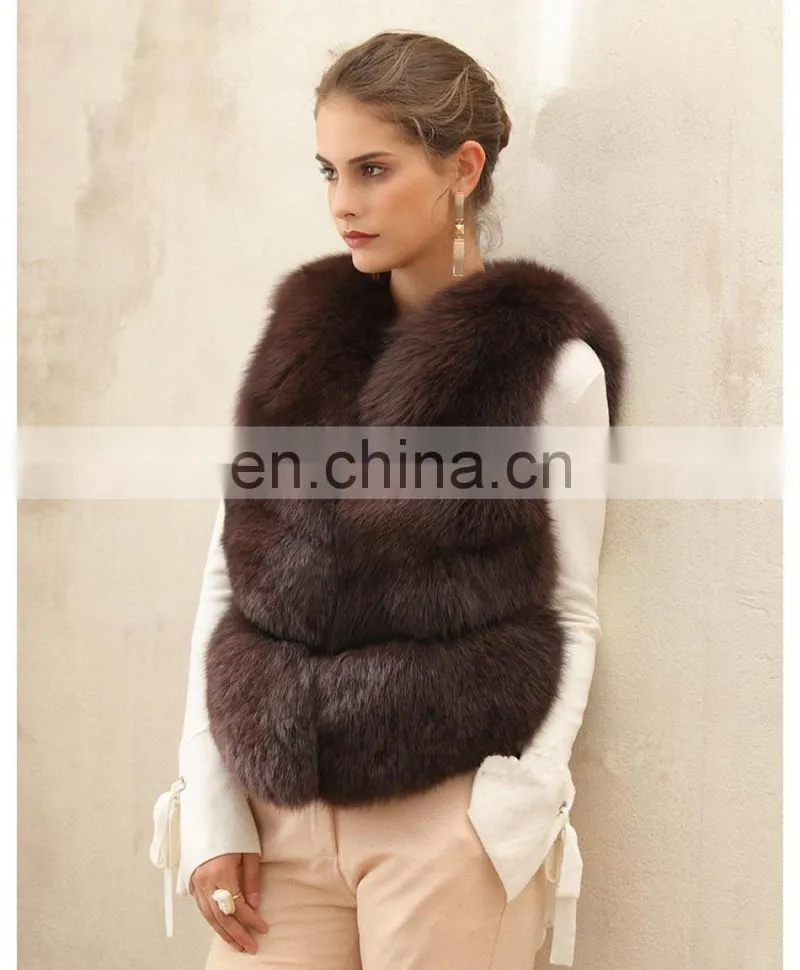 2015 European Fashion Women Vest New Style Beautiful Lady Real Fur Vest