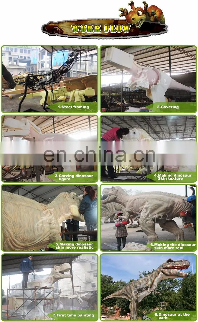 Outdoor playground equipment fiberglass dinosaur sculpture for amsement