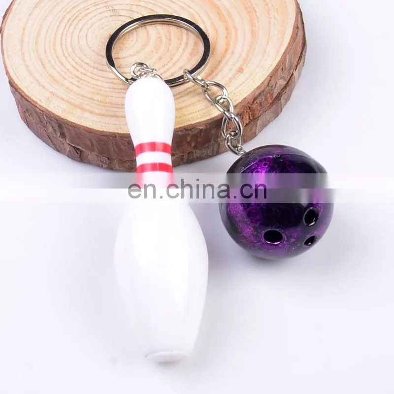 custom sport key holder bowling modeling key chain keychain keyring 3d mini ball bowling keychains