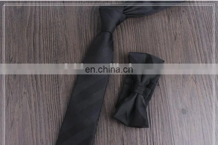 polyester woven embrodered tie with bowtie set