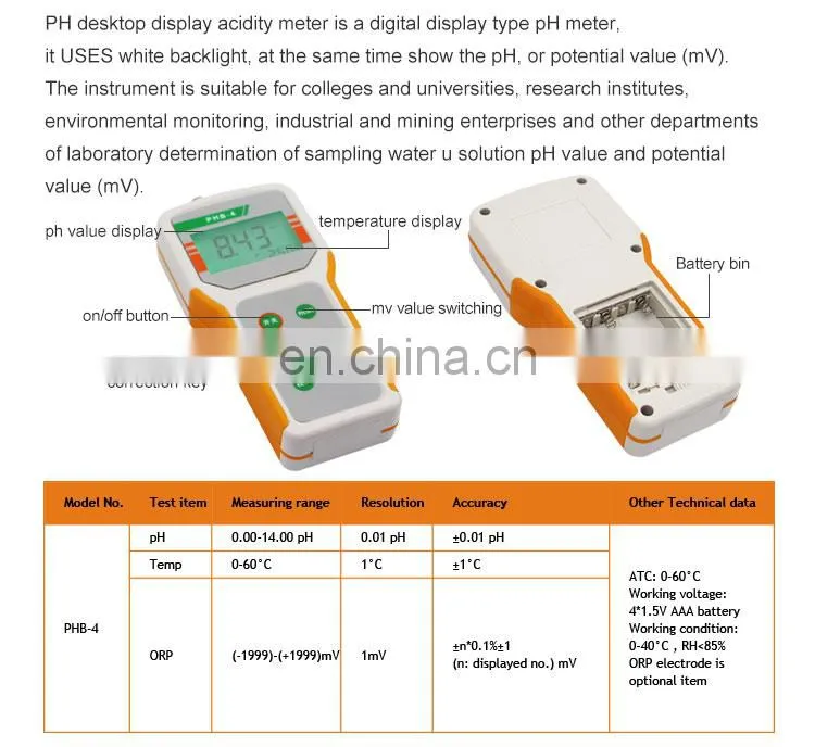 Atc ph meter orp meter skin test portable ph