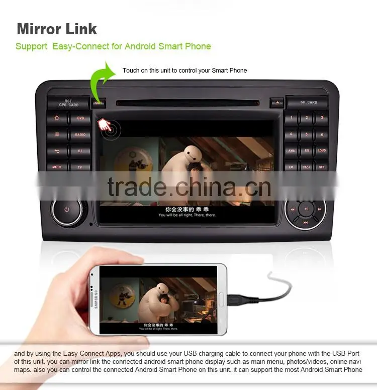 Erisin ES2511B 7" Auto Radio 2 Din Car DVD GPS with Android 4.4.4 Canbus for Mercedes X164