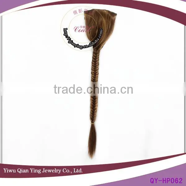 cheap fashion new design fake brown braid hair ponytail
