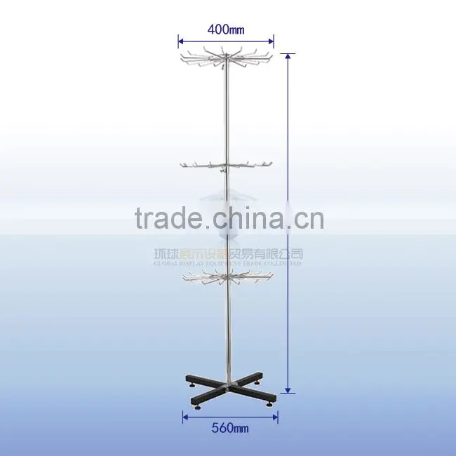 Metal rotating jewelry display stand with 3 tiers