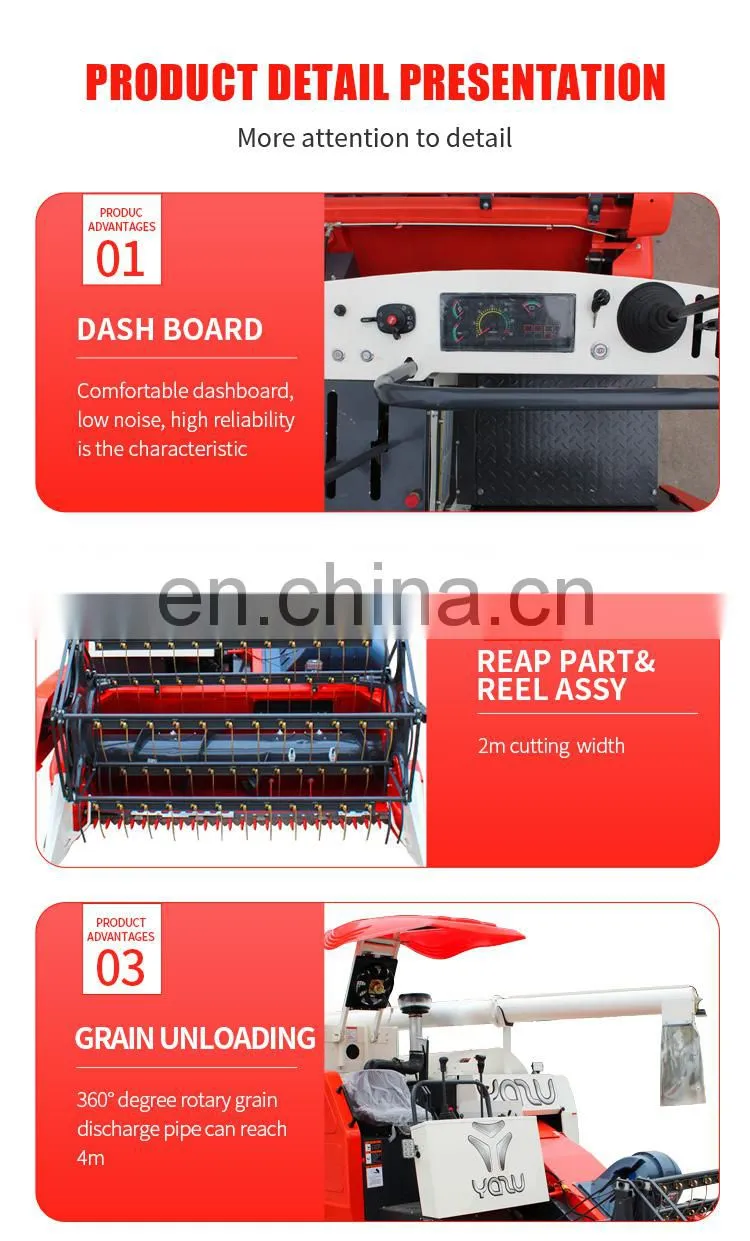 With mechanical and hydraulic gearbox rice paddy reaper harvester
