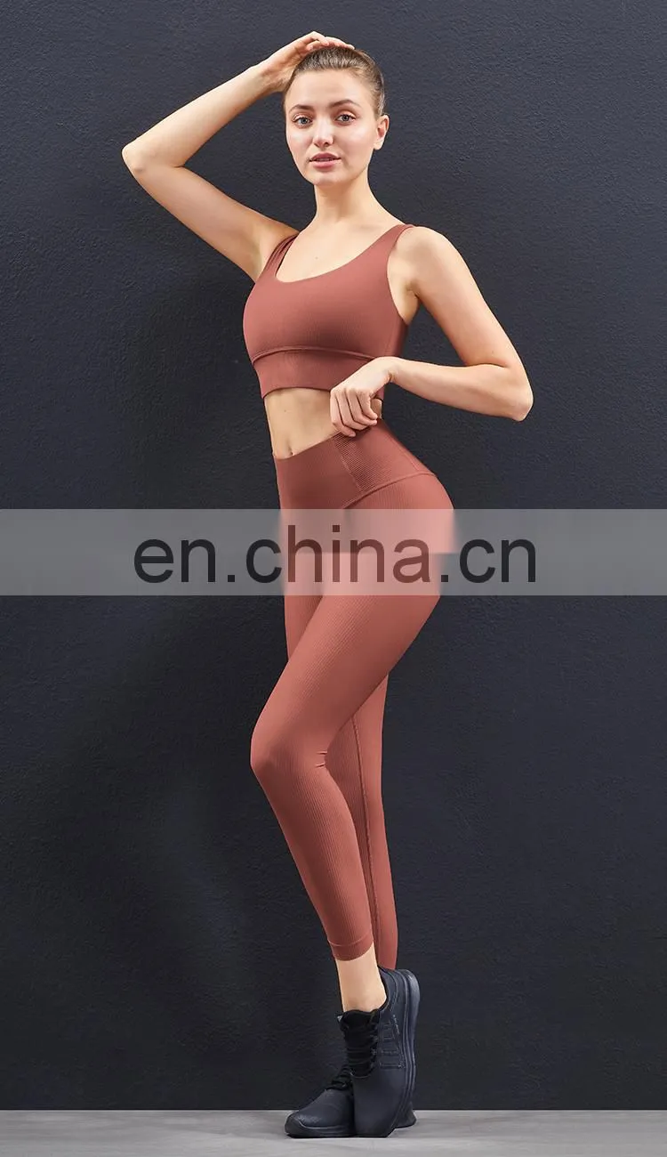 Plus Size Sports Bra for Women Ribbed U Neckline Sexy Square Back Custom Sport Bra Top Fitness