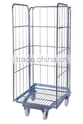 Industrial wire mesh roll container trolley