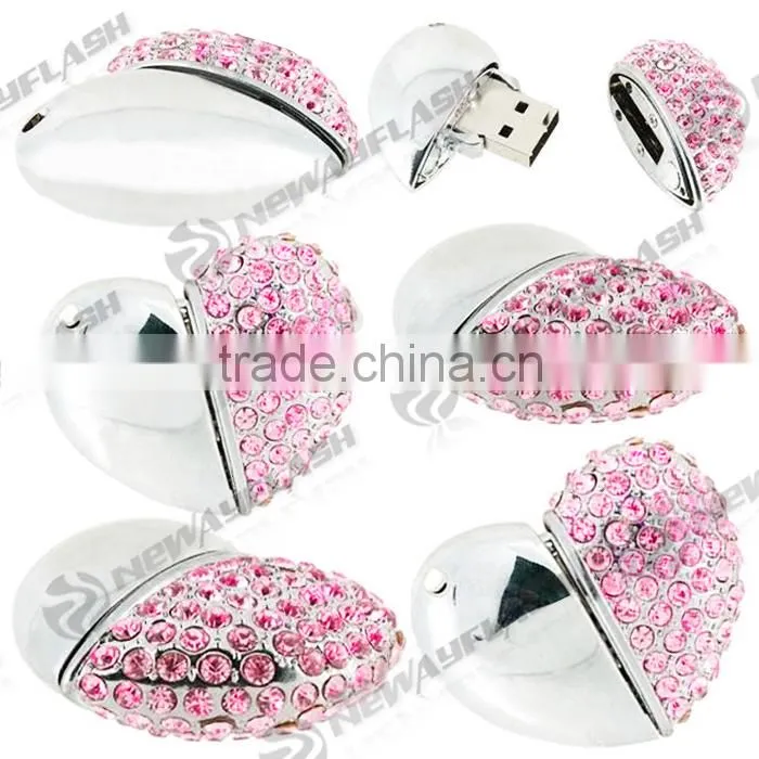 2015 new electronic products crystal heart shaped usb flash drive