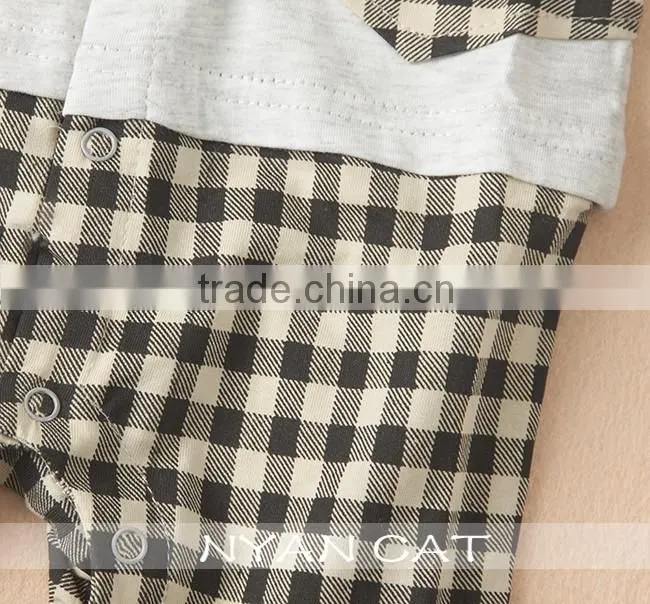 2016 Summer Baby Boy Handsome Modeling Fake Vest Kids Boy Tie Bow Baby Romper Children Boy Junpsuits