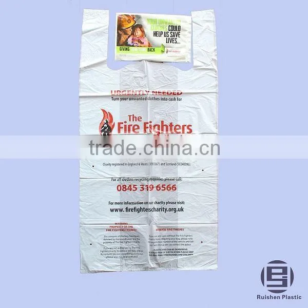 Biodegradable PE Plastic Charity Bag With Printing For Collection