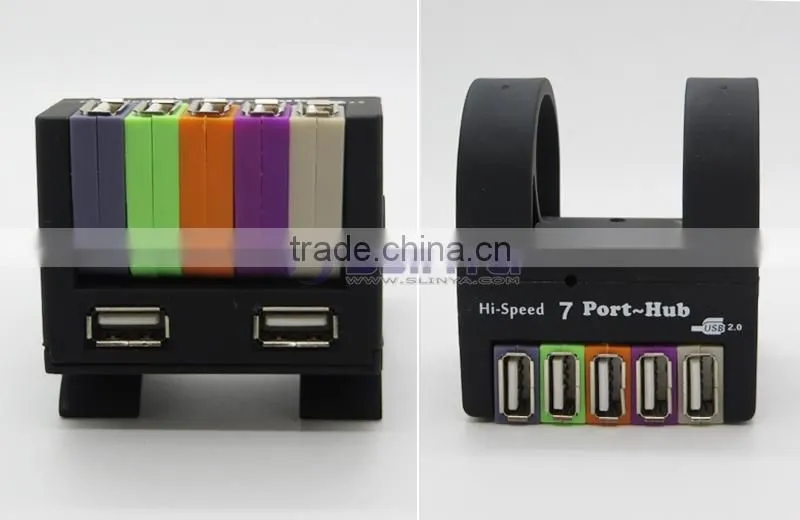 USB 2.0 Drive Port Power Adapter 7 Ports Hub For Computer Laptop Accessory