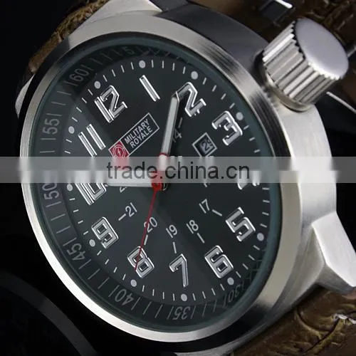 MR031 Brand New mens man analog army military leather wrist watch