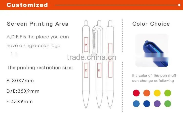 Wholesale hot selling top quality customized logo colorful refillable click stationery pen
