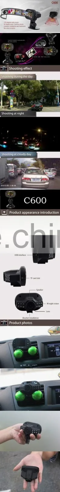 1080P Full HD High Quality Resolution 1.5 inch LCD 120 Degree Wide Angle Lens Car DVR w/ TF Memory Card Up to 32GB C600