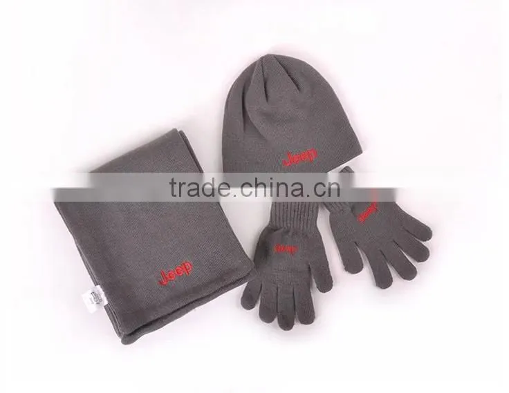 Wholesale 2013 cheap JEEP fitted knitted beanie hat Gloves and scarf